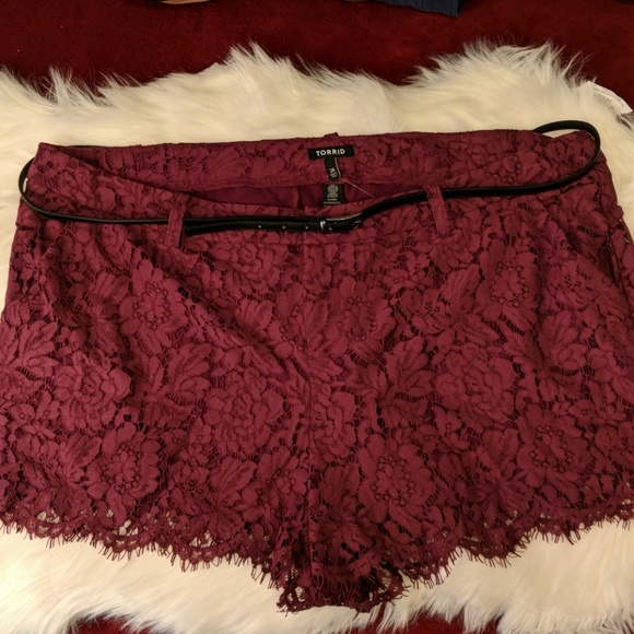 Torrid Pants - Torrid "Wine Tasting" Burgandy Belted Shorts 26
